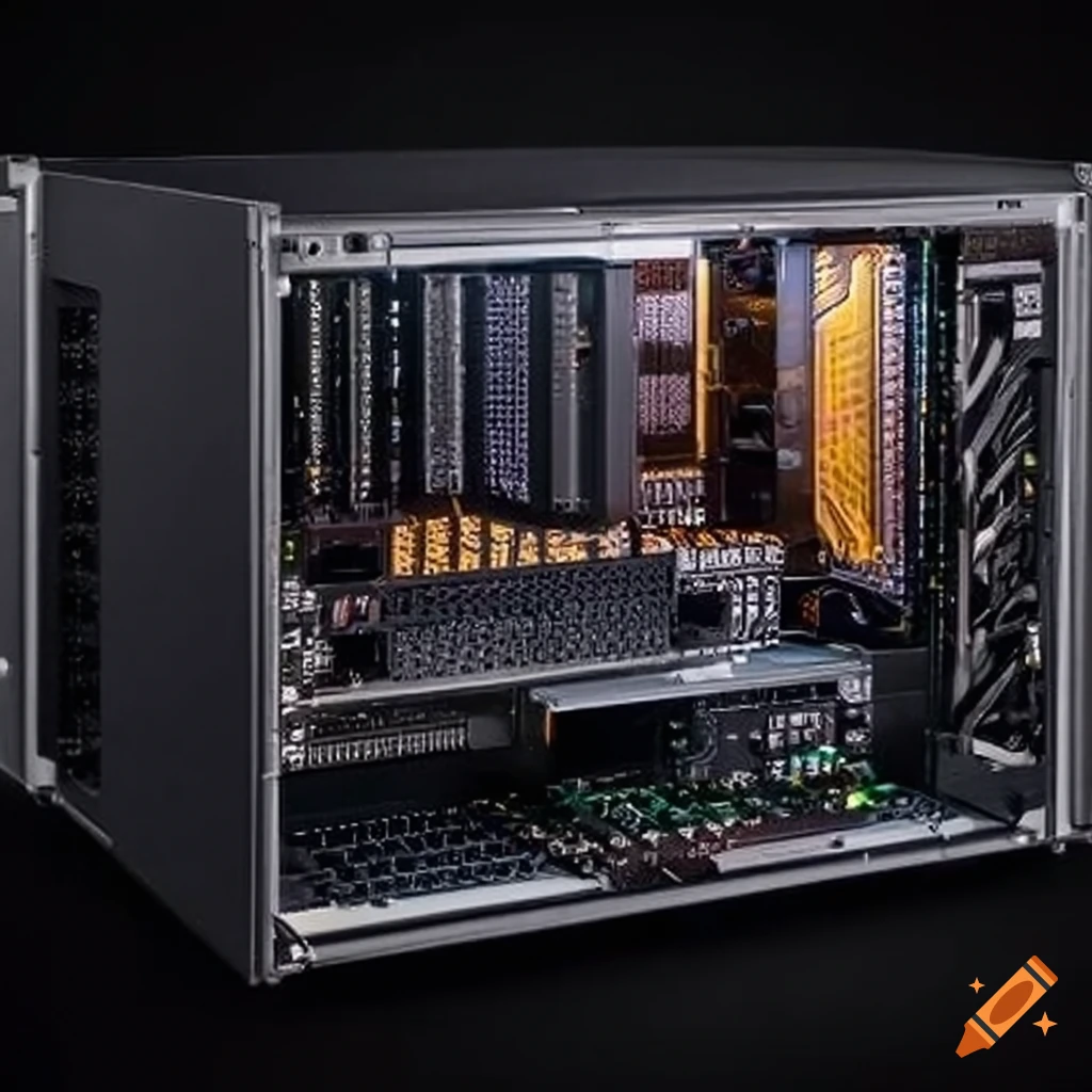 Frosty computer rack in a testing environment on craiyon