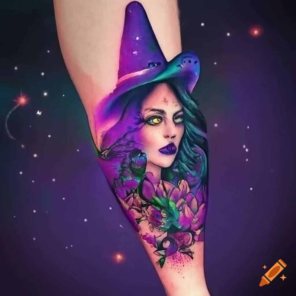 Amazon.com: Neo Traditional Witch Woman Outline Tattoo T-Shirt : Clothing,  Shoes & Jewelry