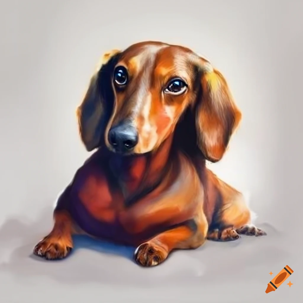 white background photo of a Dachshund dog