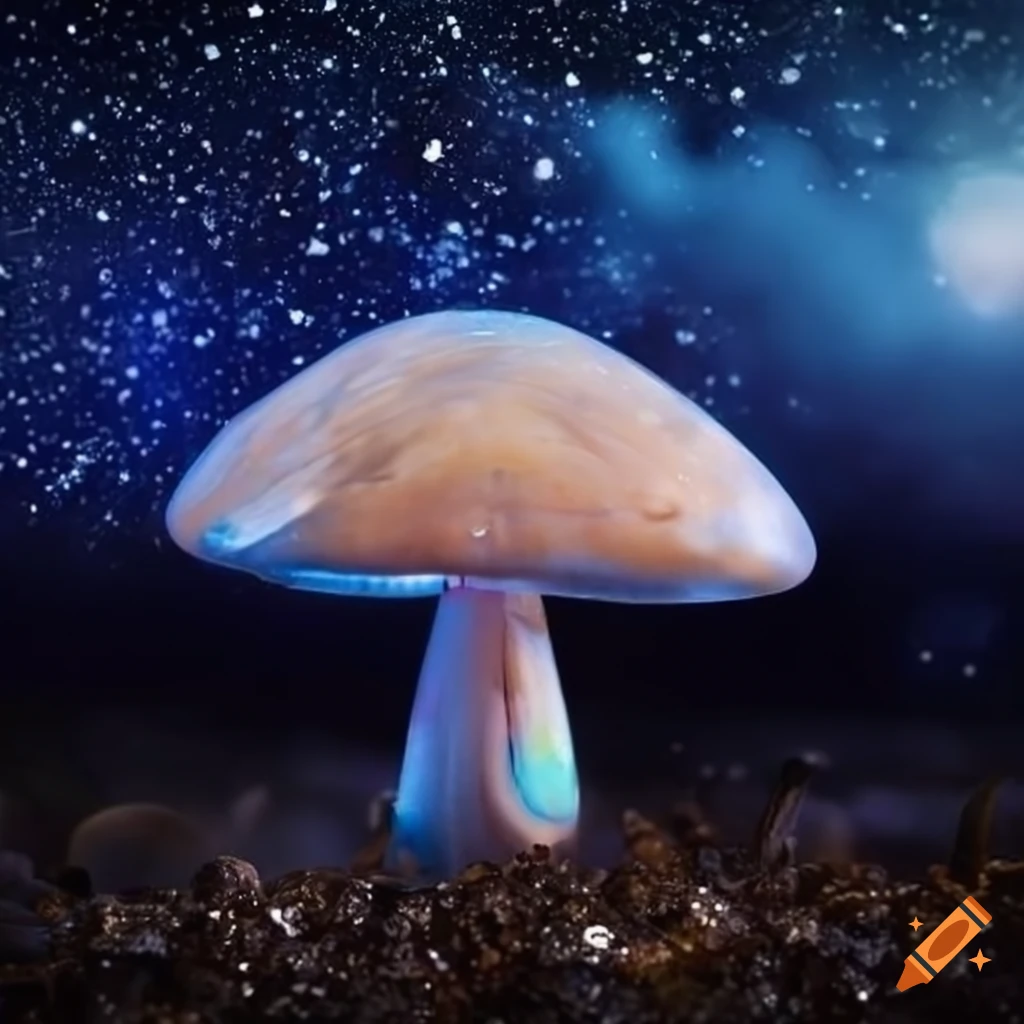 moonstone mushroom in a starry night