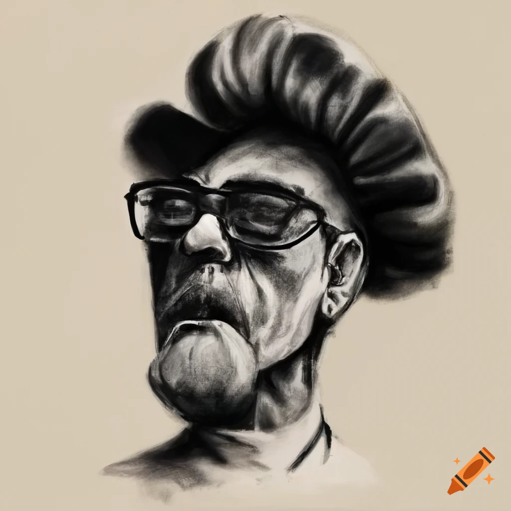 Charcoal drawing of a mysterious chef on Craiyon