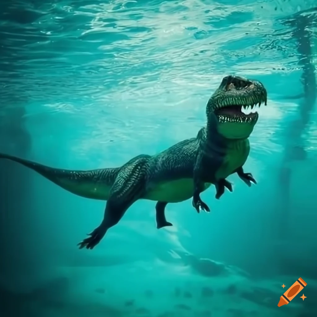 Illustration Of A Swimming T rex With Fins On Craiyon