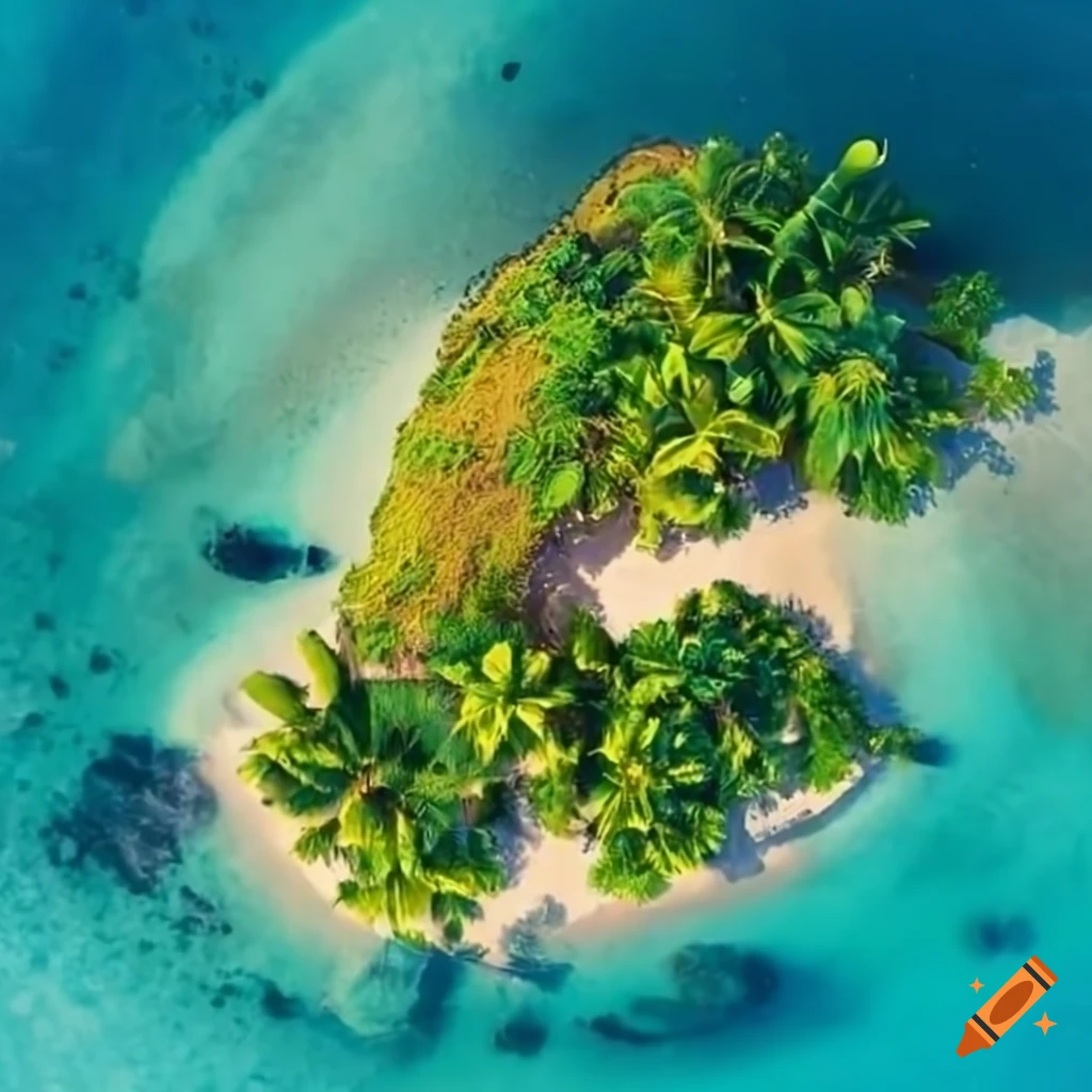 Top view of a tropical island on Craiyon
