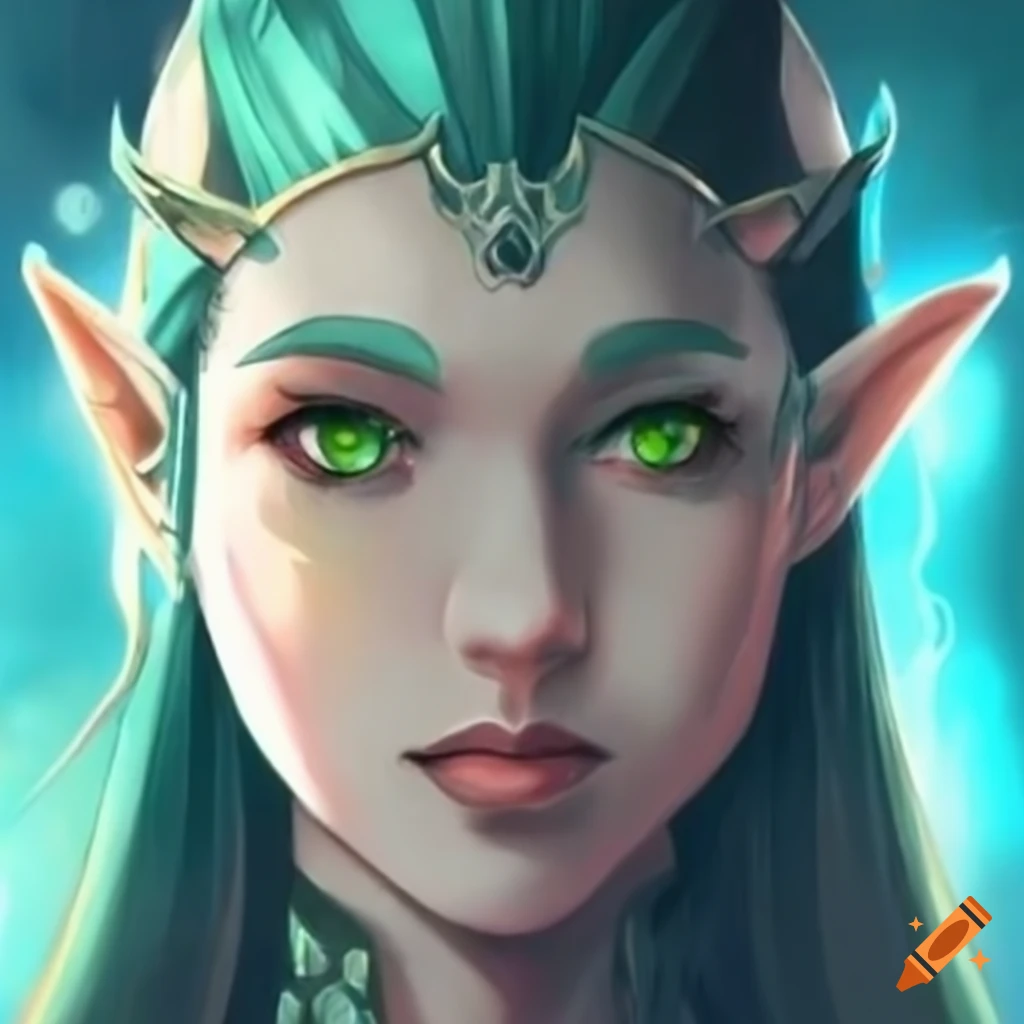 Illustration of an elf woman on Craiyon