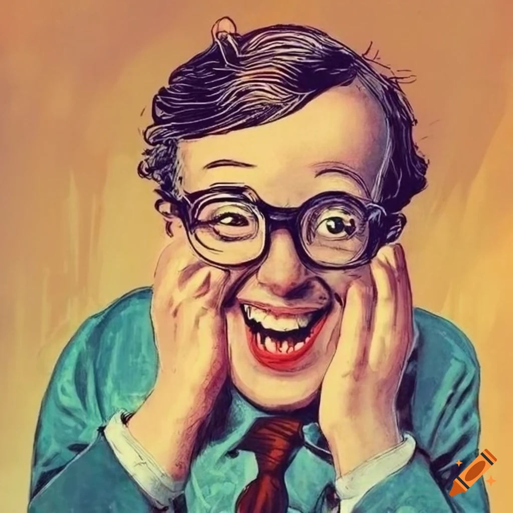 vintage illustration of a nerdy dad with a mischievous smile