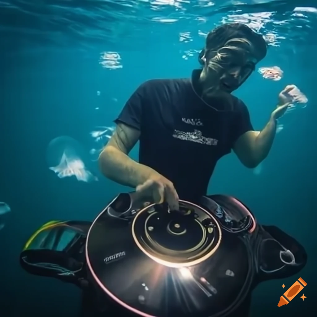 Image of a dj performing underwater on Craiyon