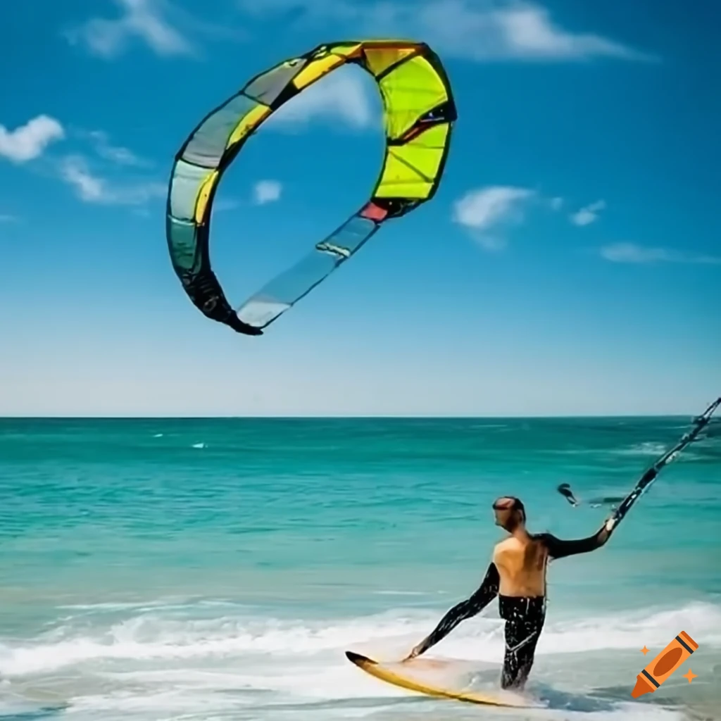 A portrait of a person kite surfing on Craiyon