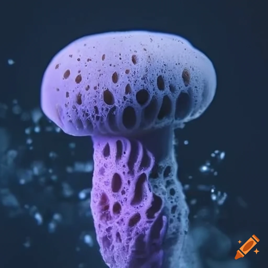 sponge shaped like a mushroom in water
