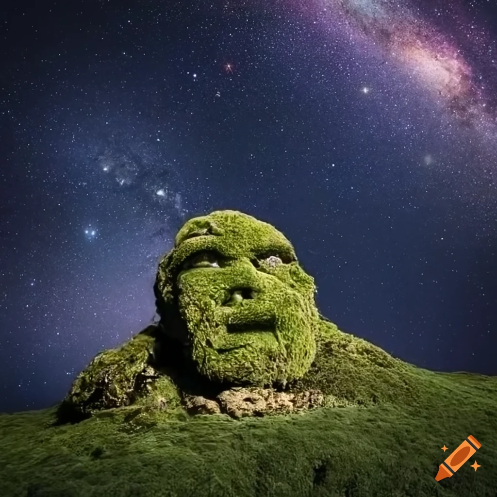 Stone giants with human faces in a celestial backdrop on Craiyon