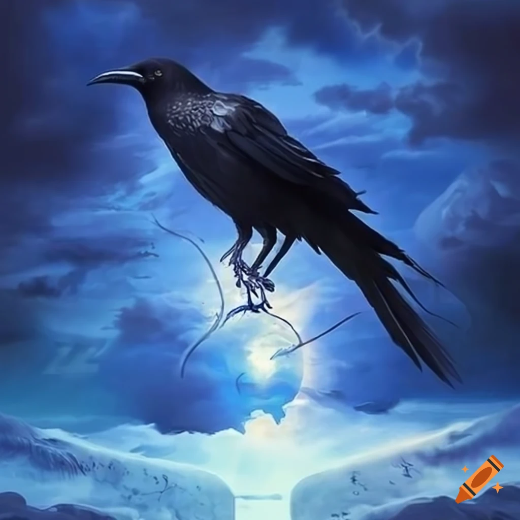 depiction of a crow entering heaven