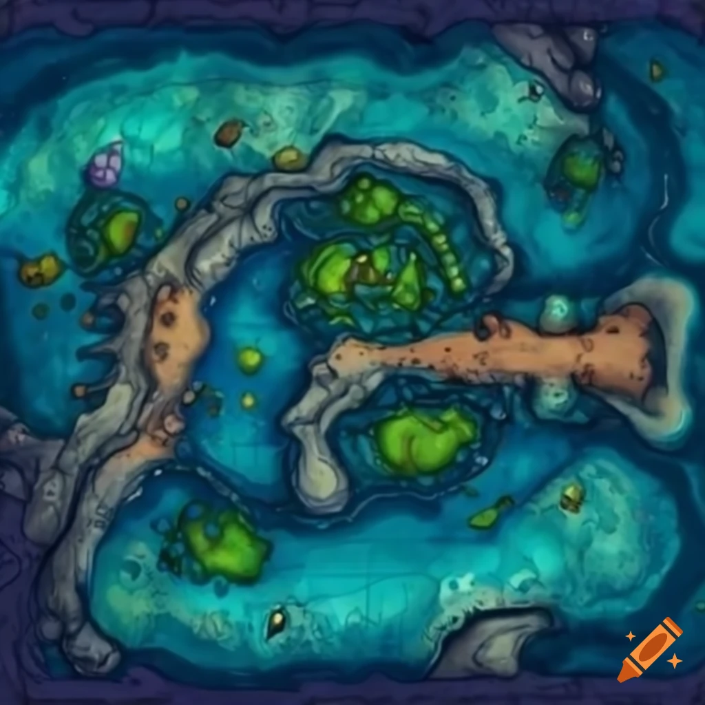 detailed battlemap for underwater D&D encounters