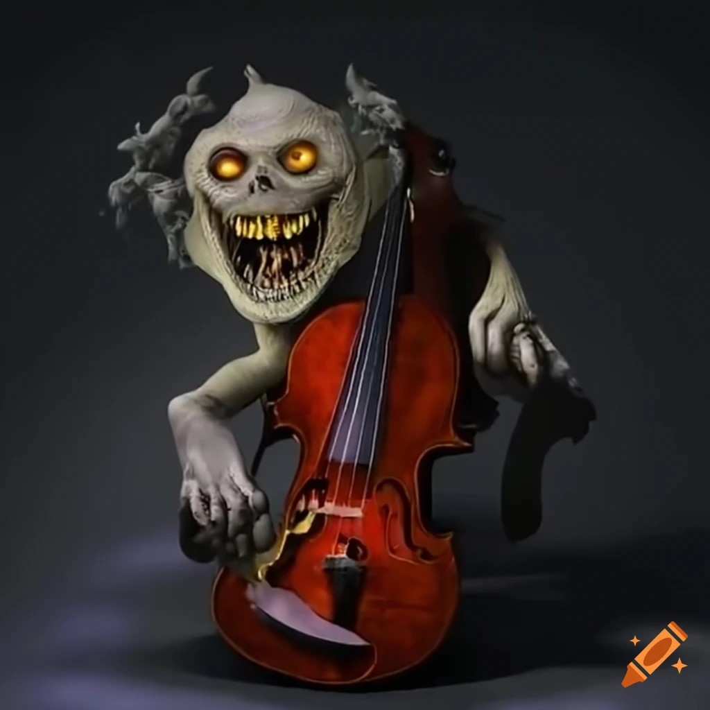 fiddle-playing creature in rock attire
