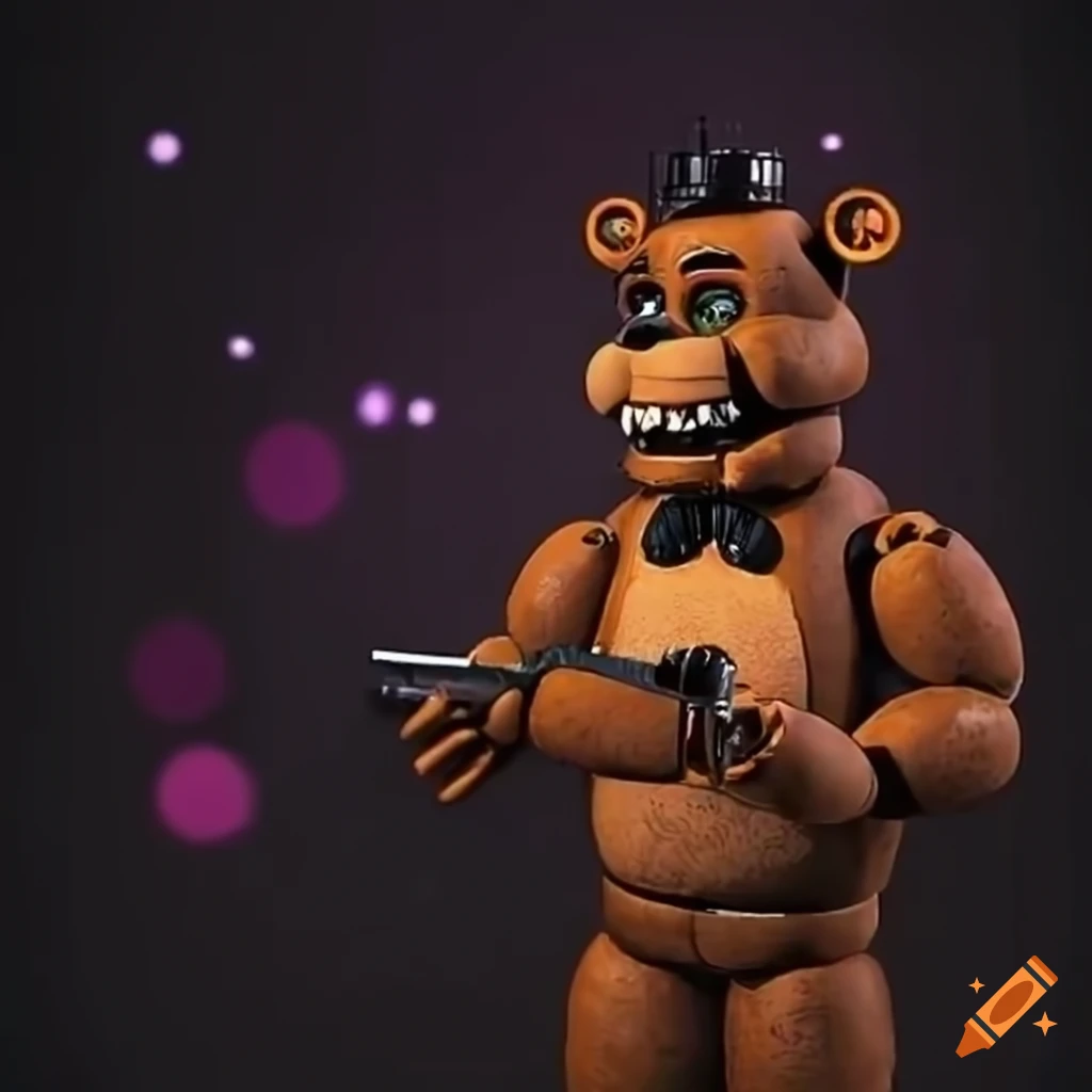 Freddy fazbear pouting, fnaf 1, 3d render, scott cawthon, blender, fur  texture