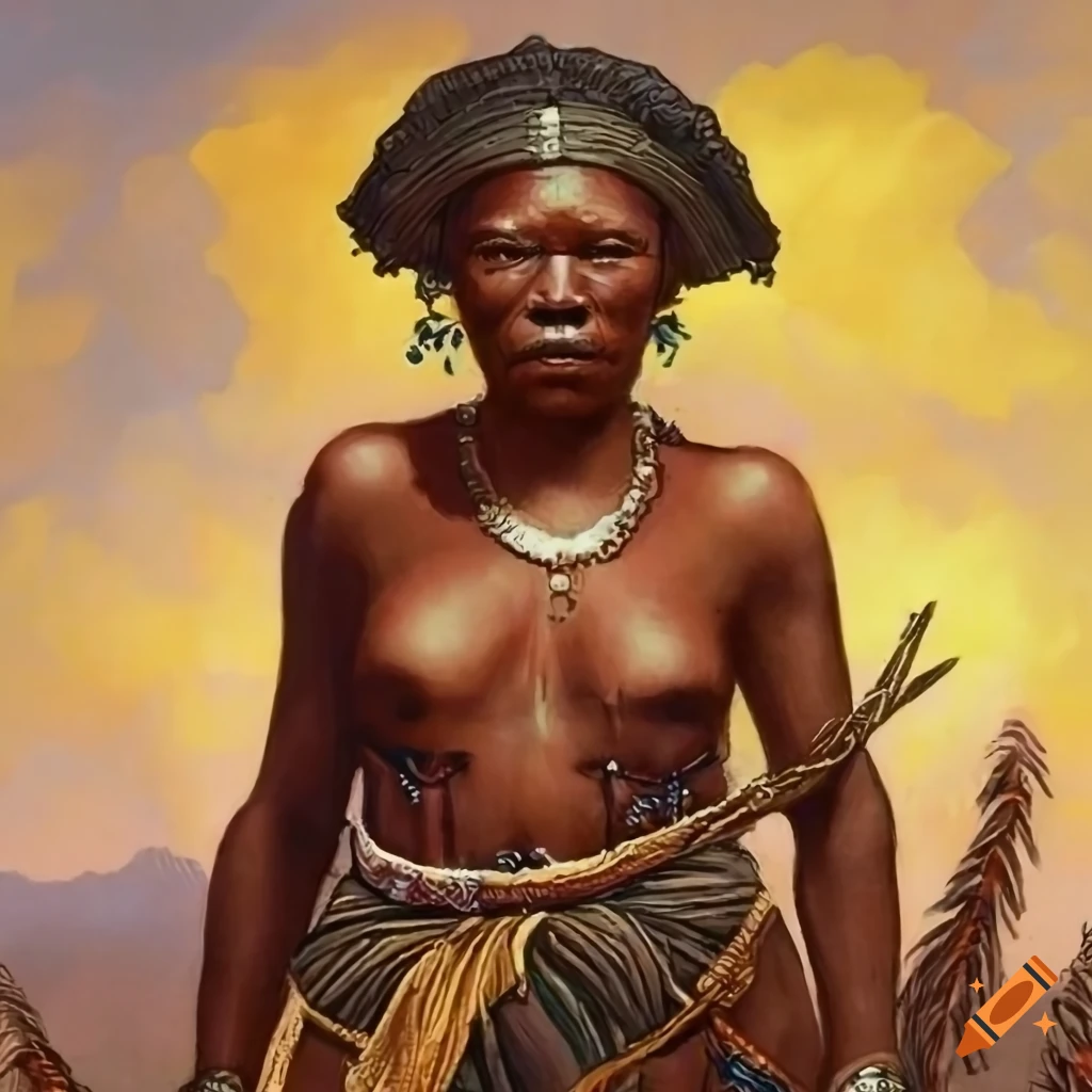 impressive costume inspired by Khoisan art