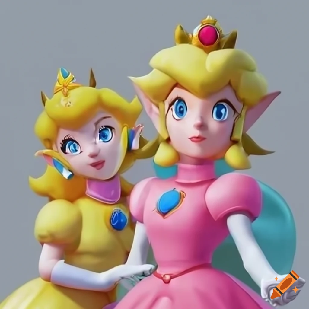 Cosplay of princess peach and link swapping costumes on Craiyon