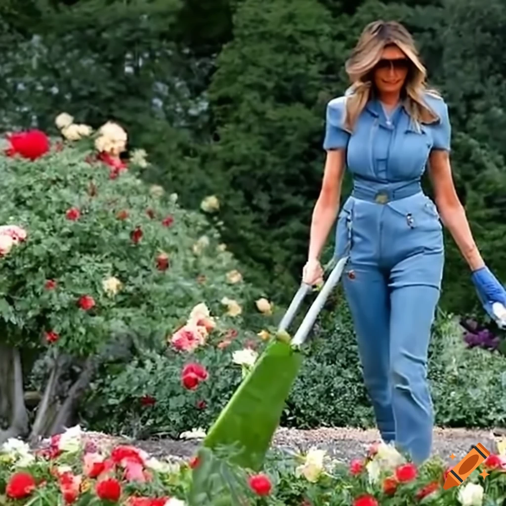 melania-trump-destroying-flowers-in-the-white-house-rose-garden-on-craiyon