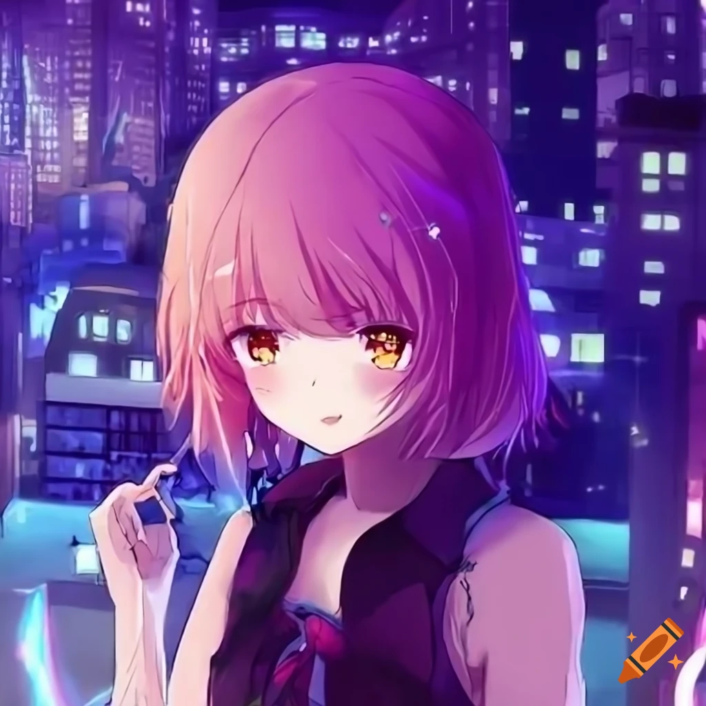 Detailed Anime Girl In A City Background 6846