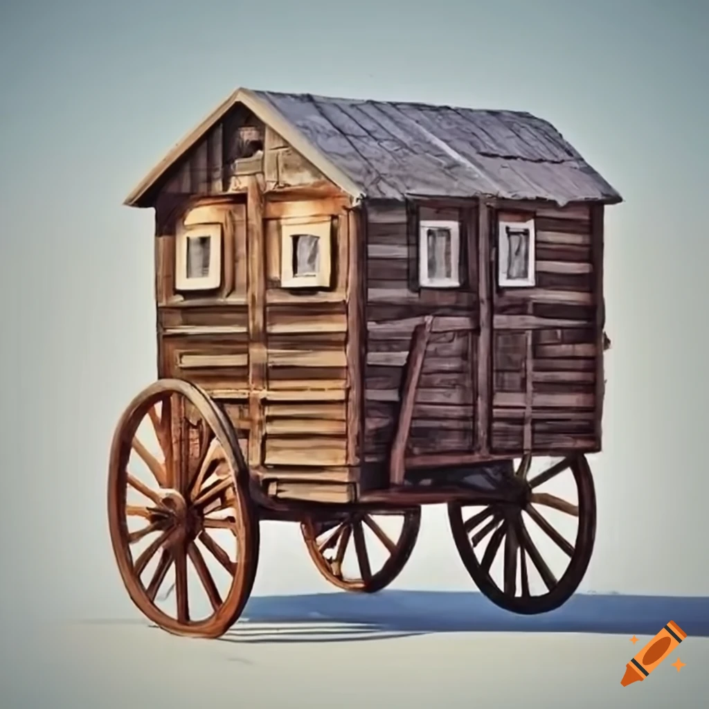 Painting of a wagon seen from behind