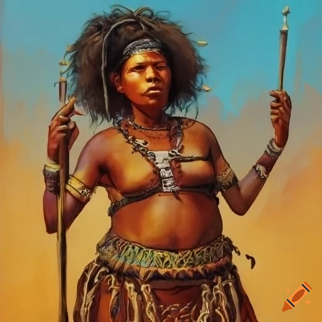 impressive costume inspired by Khoisan art
