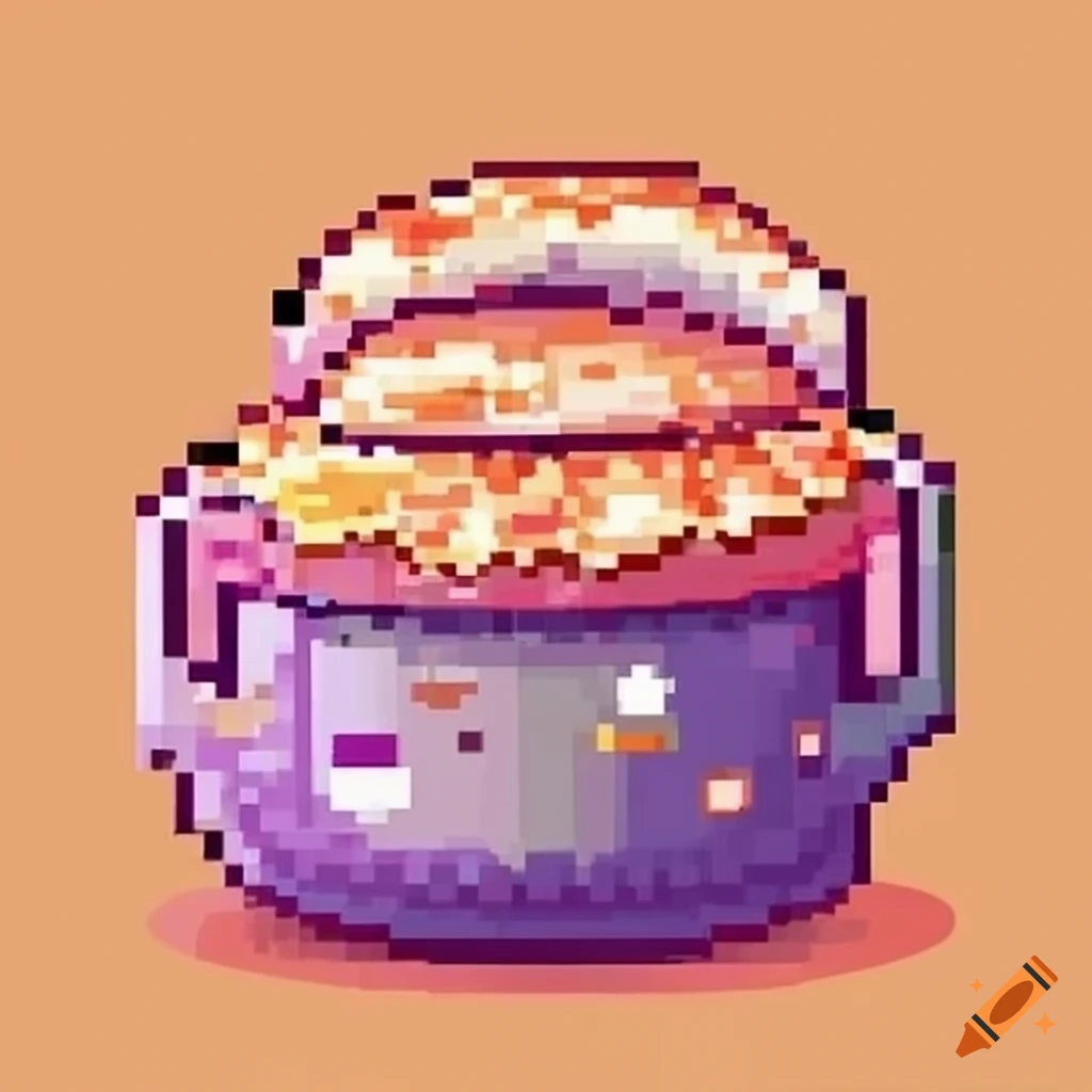 Kawaii pixel art of teacups and pastries on Craiyon