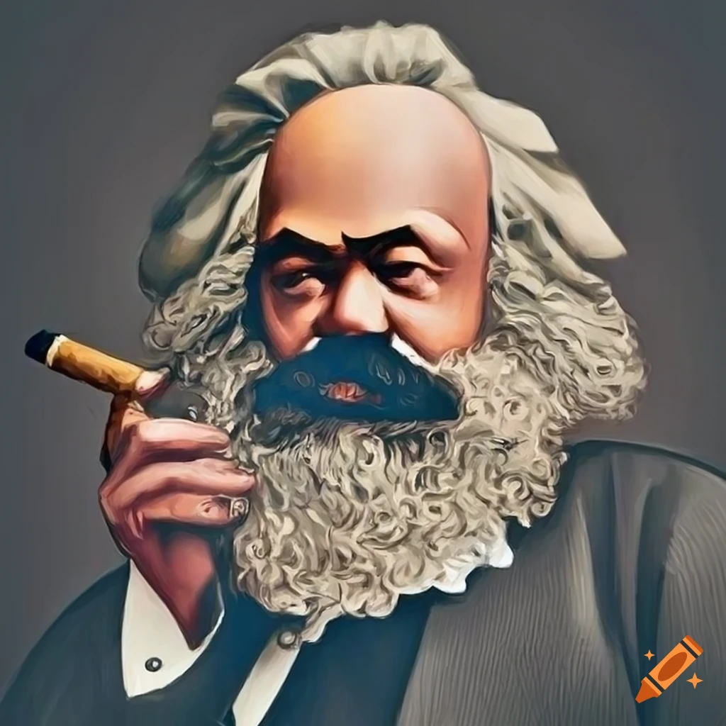 satirical depiction of Karl Marx as a capitalist
