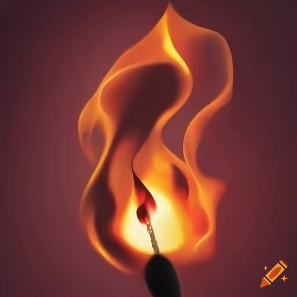 Psychedelic artwork of a burning match on Craiyon
