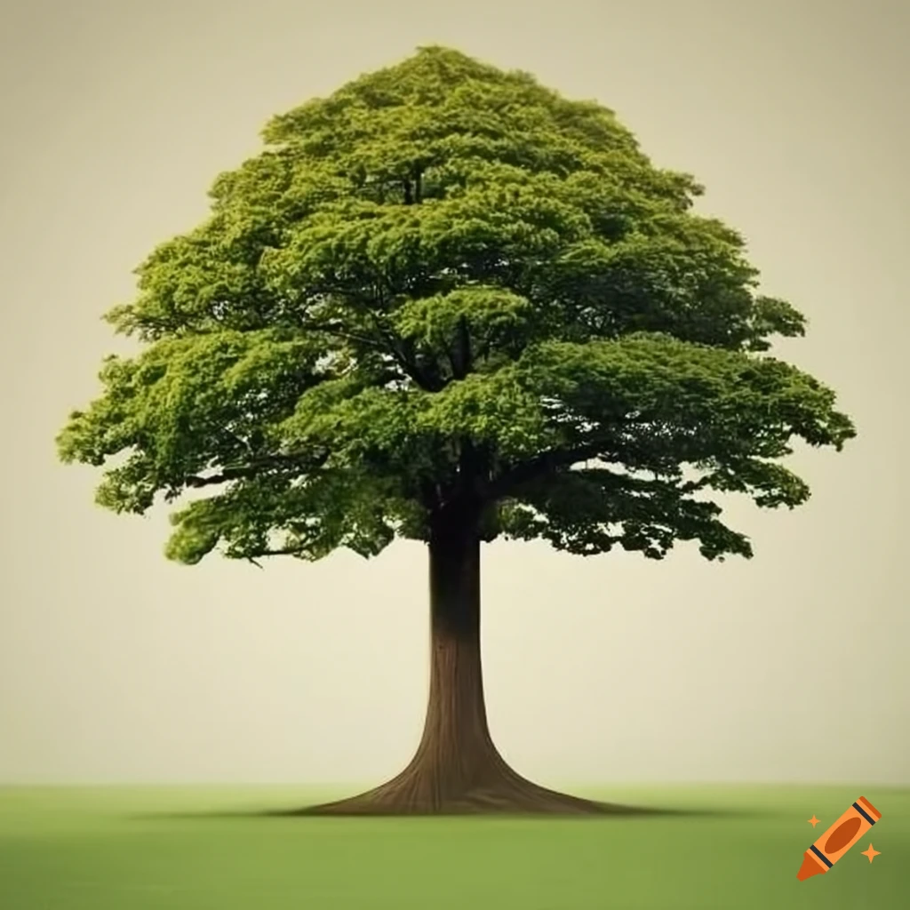 Symmetrical oak tree in nature on Craiyon