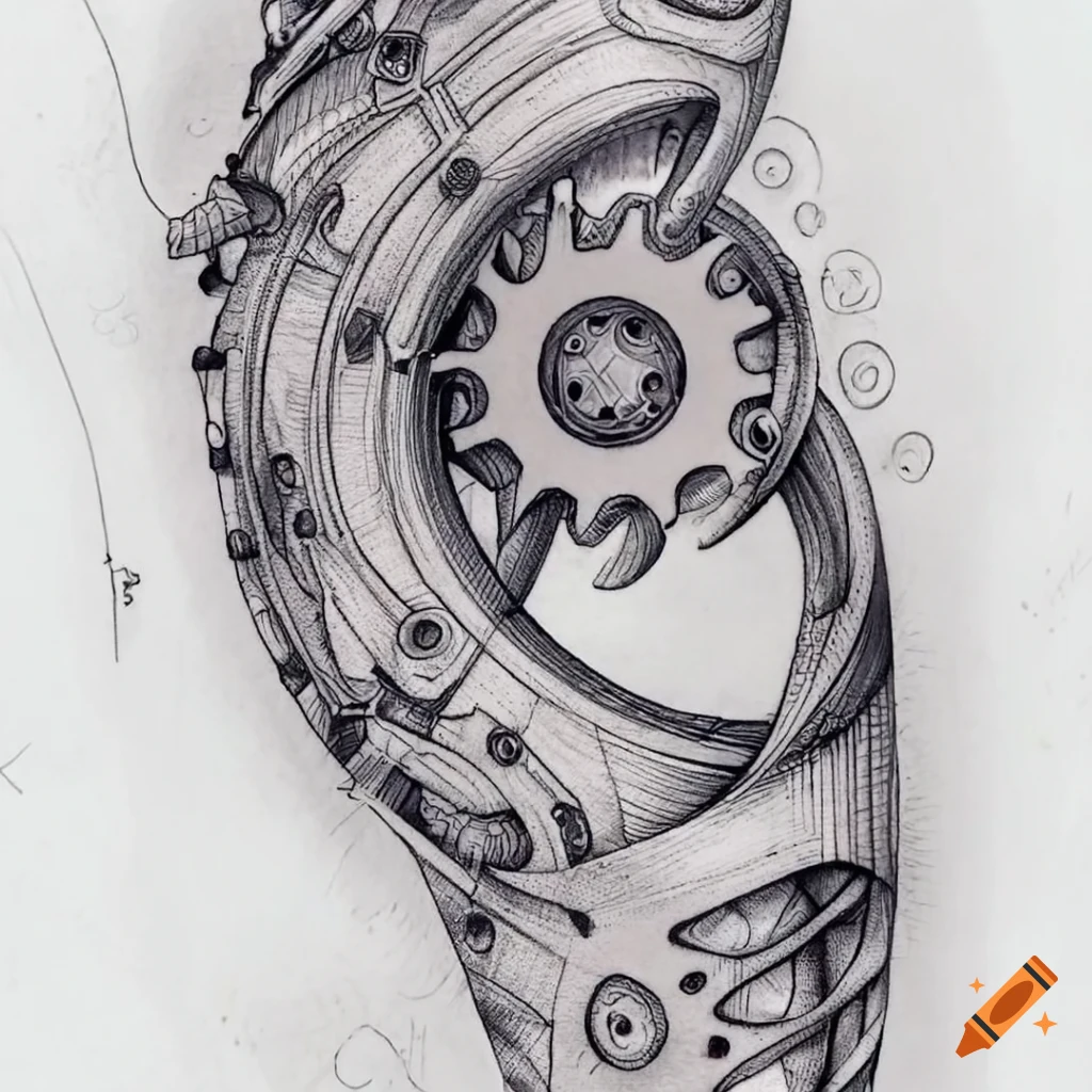 Pencil Drawing | Gear tattoo, Steampunk tattoo, Geometric tattoo design