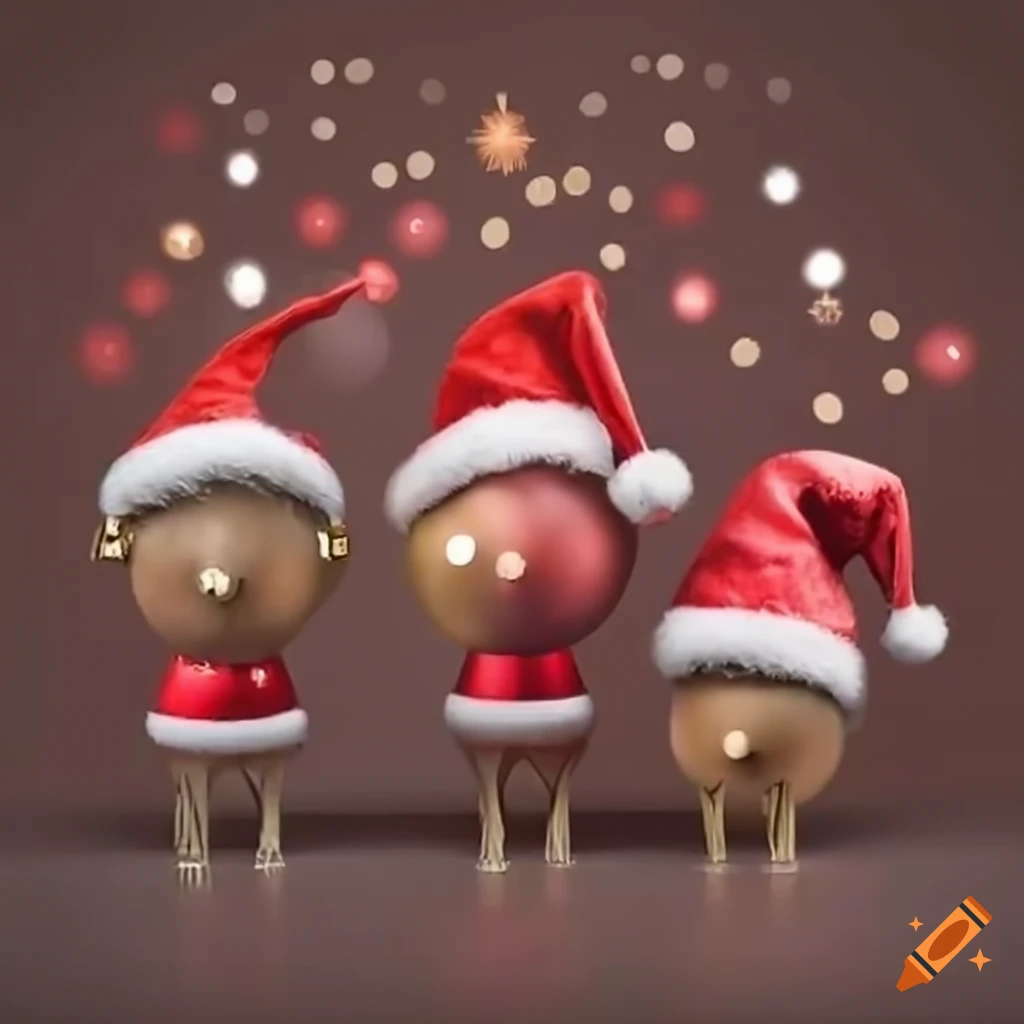 festive group photo with Santa hats and Christmas decorations