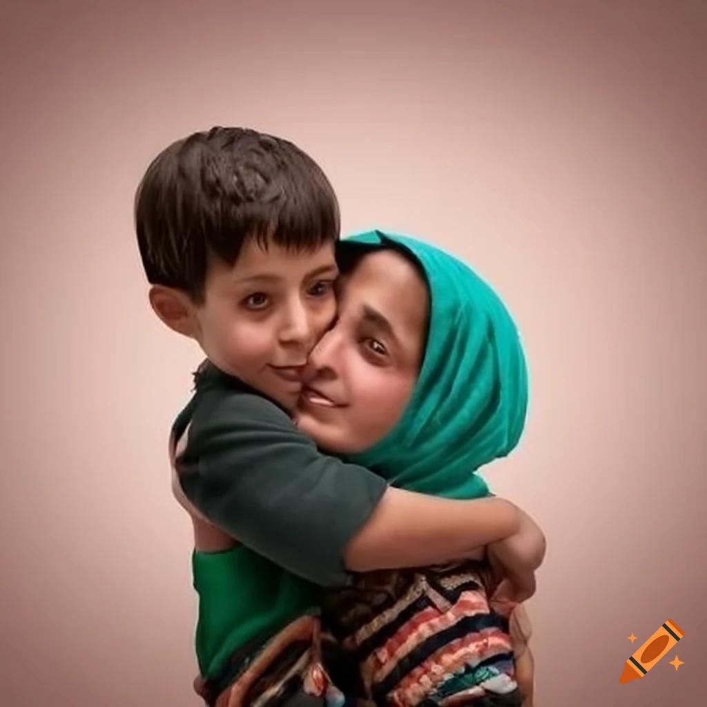 Photo of palestinian and jewish kids embracing as friends on Craiyon