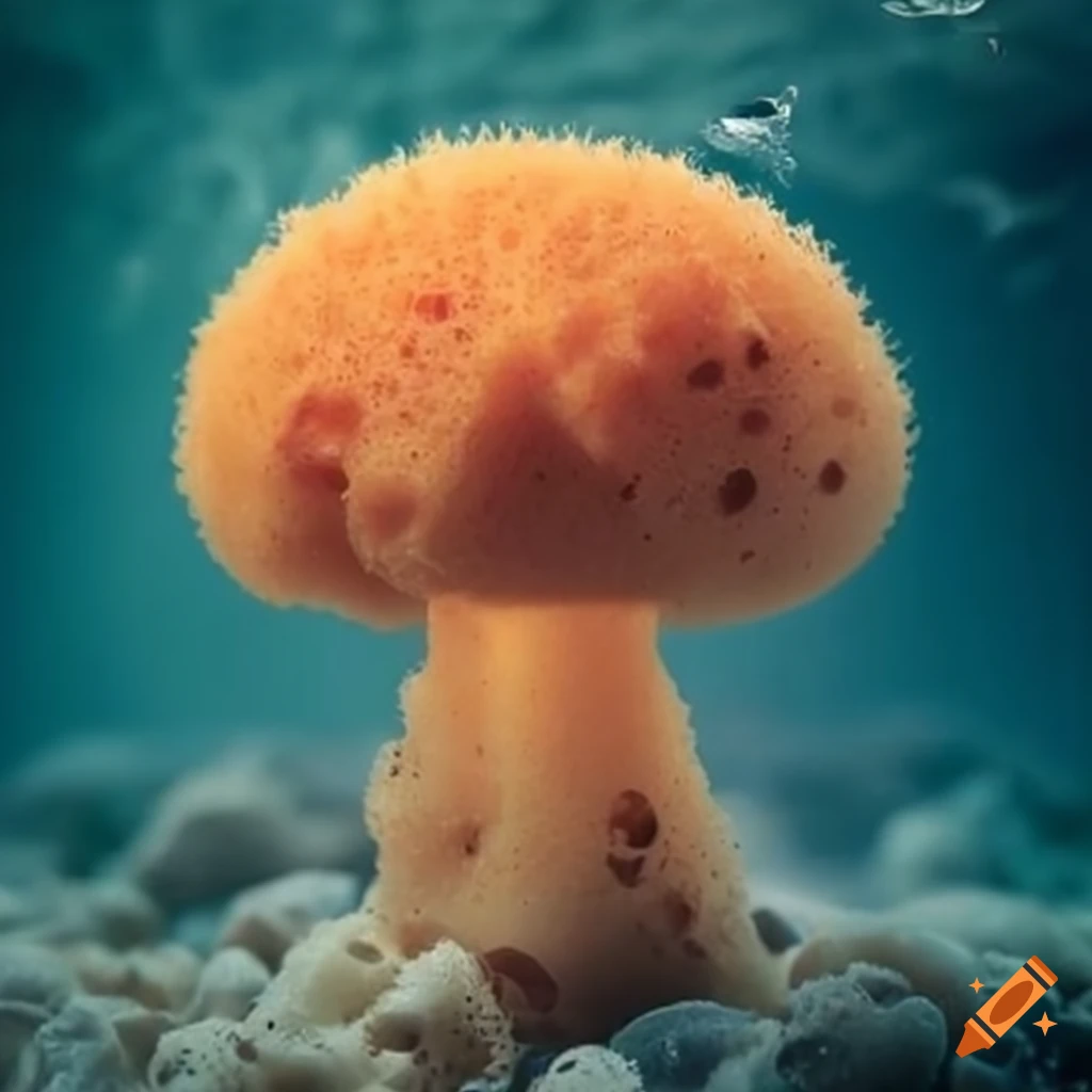 sponge mushroom in water