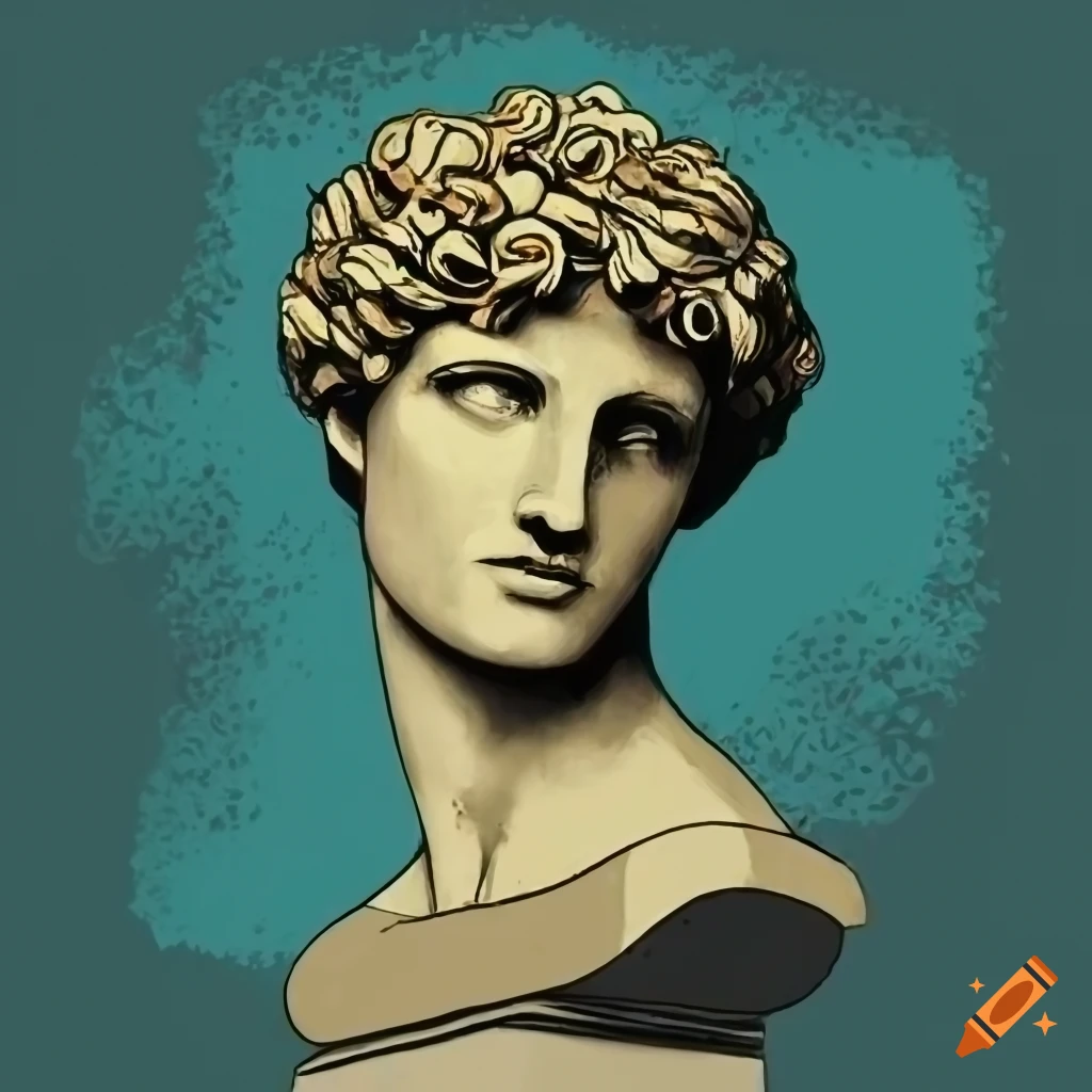 Colorful greek statue painting in pop art style on Craiyon