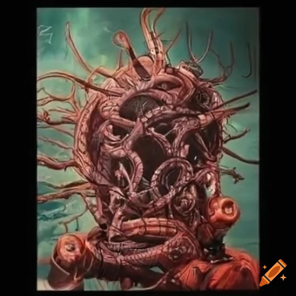 biomechanical Japanese retrofuturism artwork