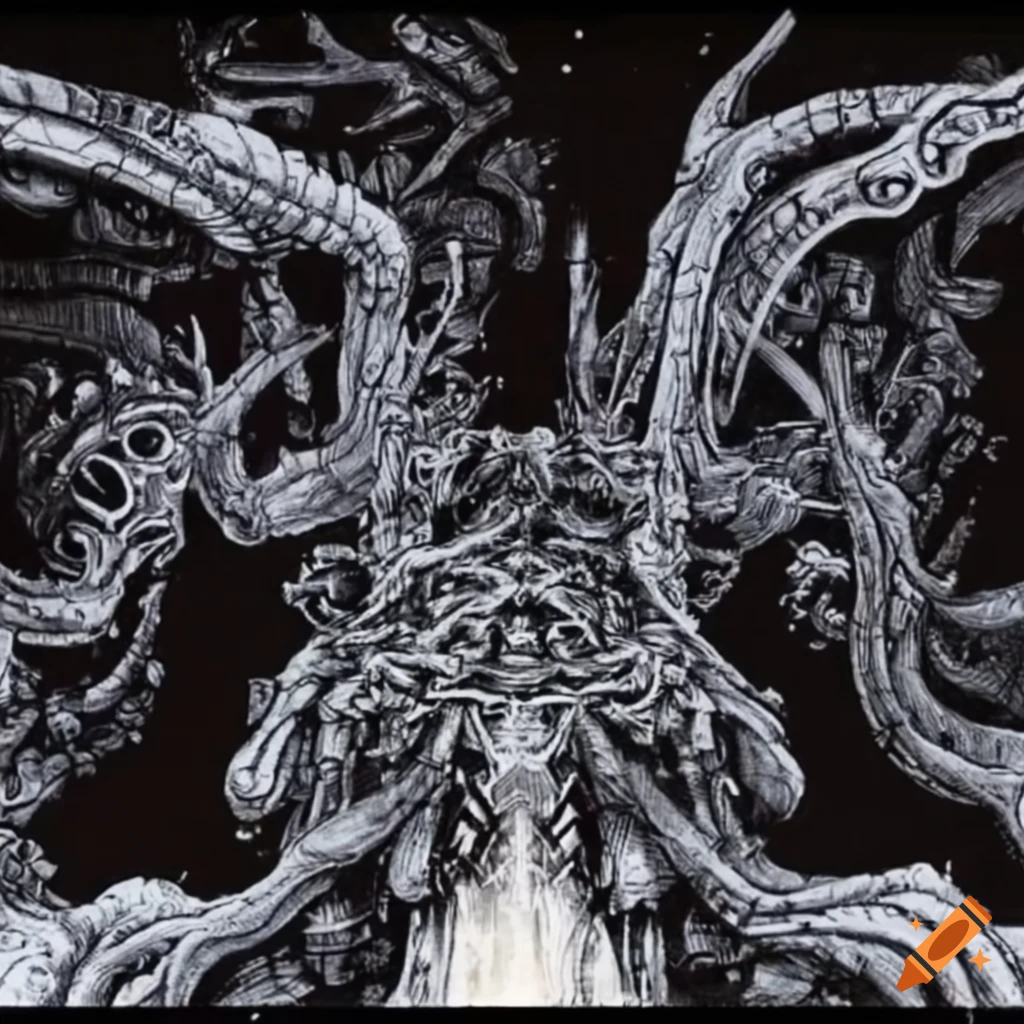 biomechanical Japanese retrofuturism artwork