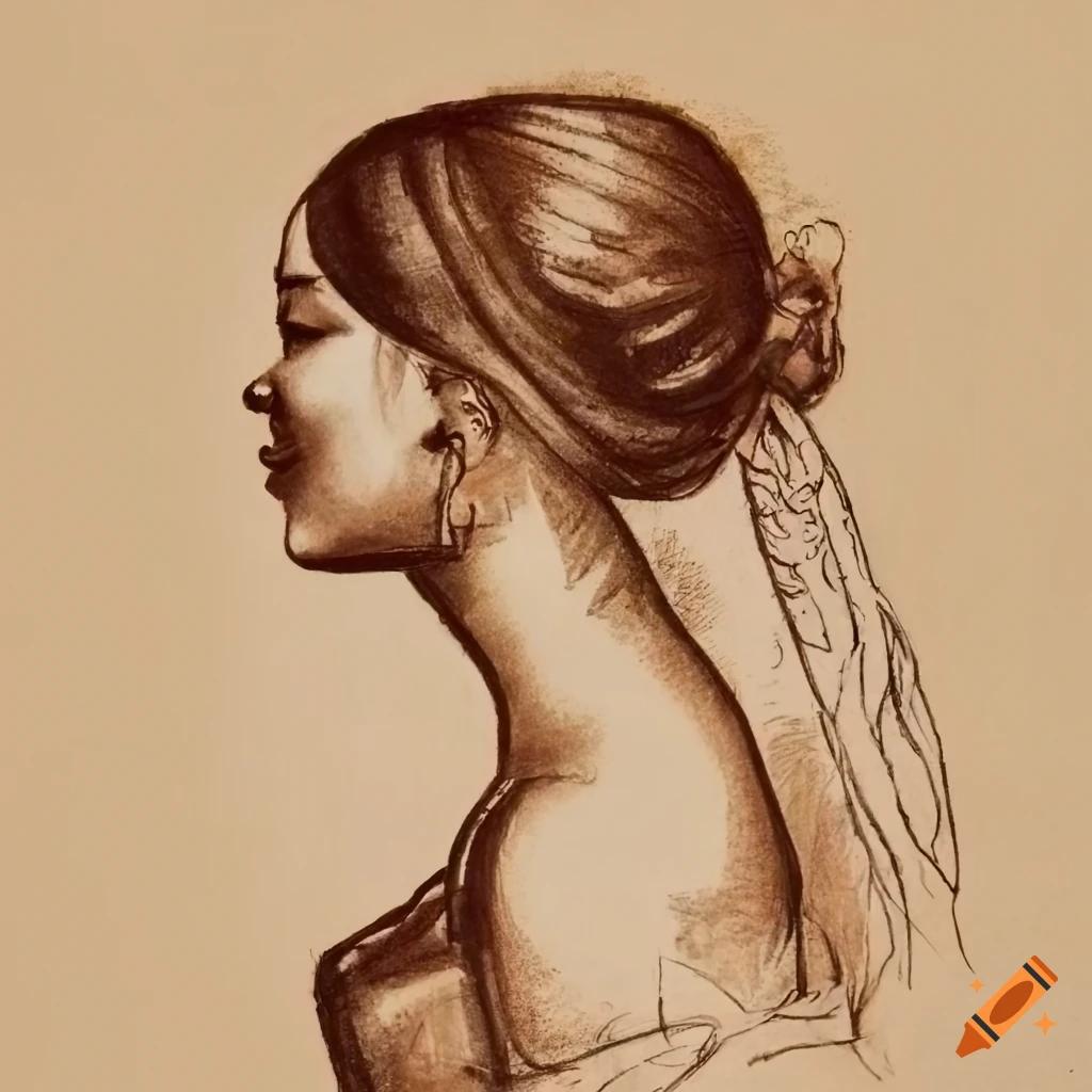 profile drawing of a modern pinup in renaissance style