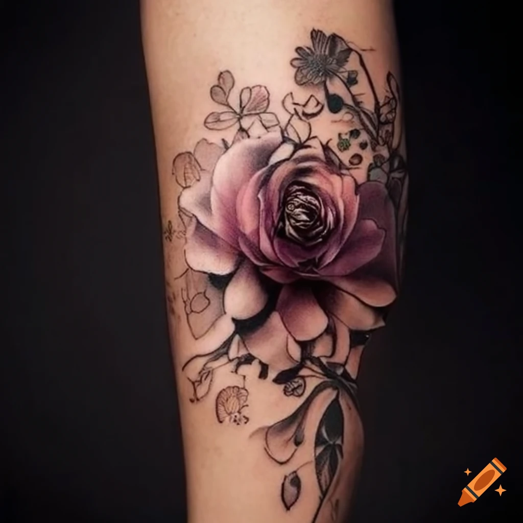 Various colorful flowers tattooed on the forearm - Tattoogrid.net
