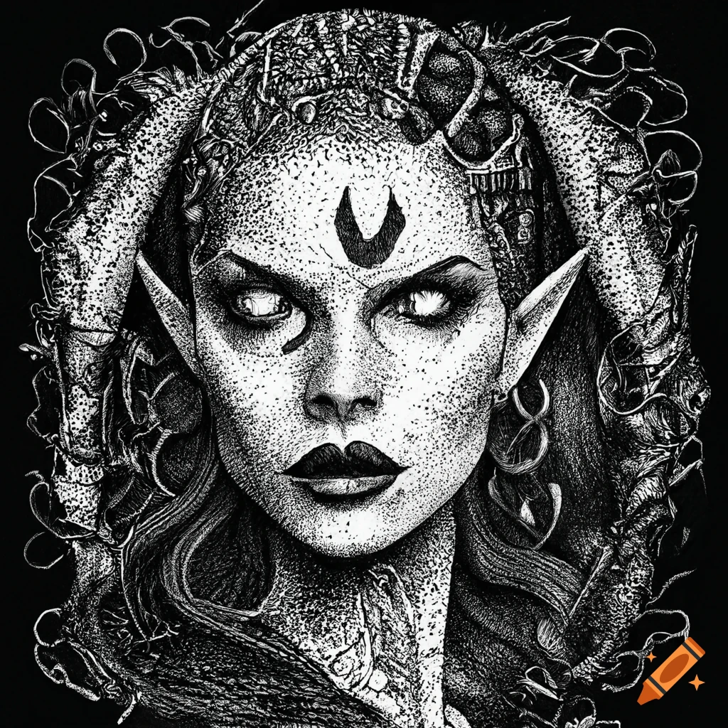 black-ink-illustration-of-a-sorceress-warrior-on-craiyon