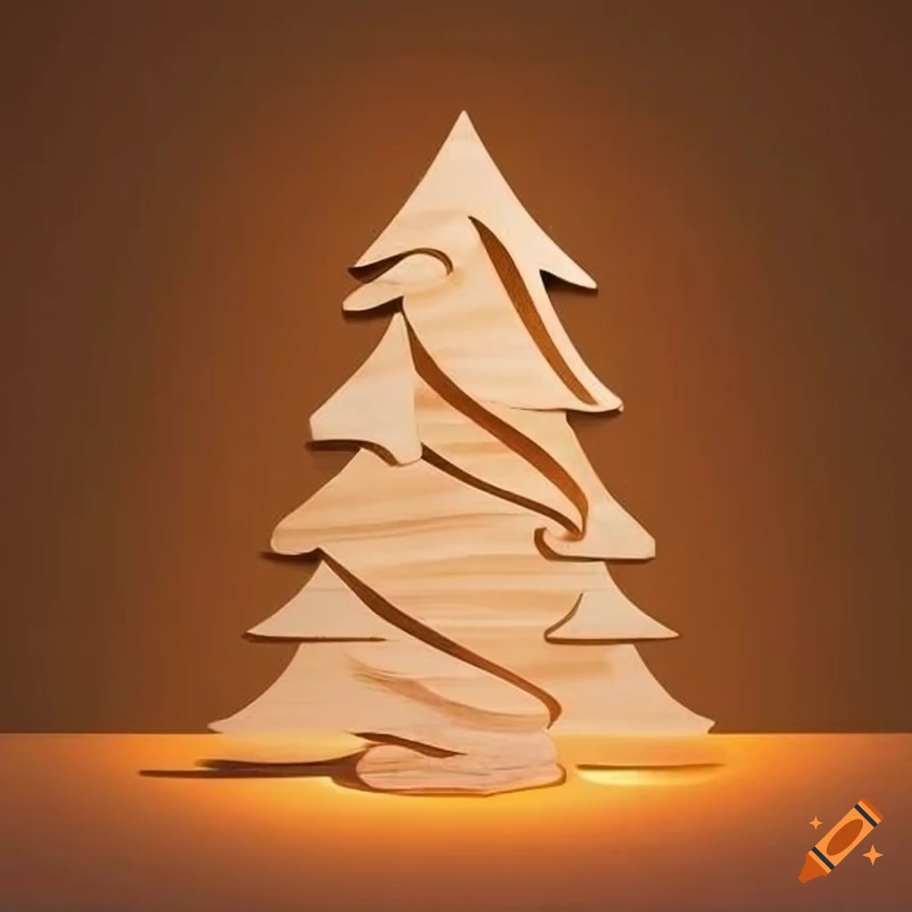 wooden Christmas tree made from sawdust motifs