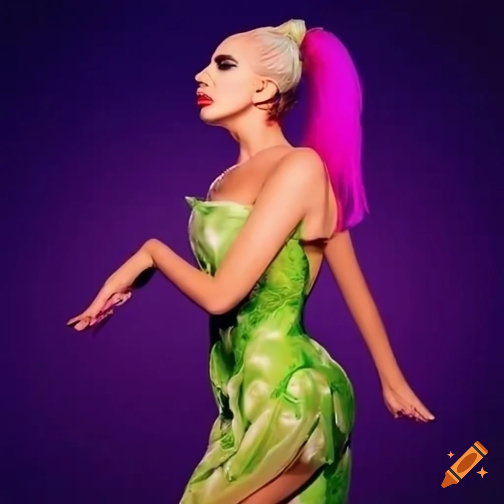 Lady Gaga wearing a vegetable dress