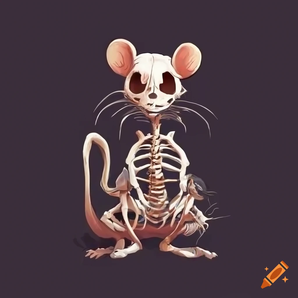 Artistic depiction of skeleton rats on black background