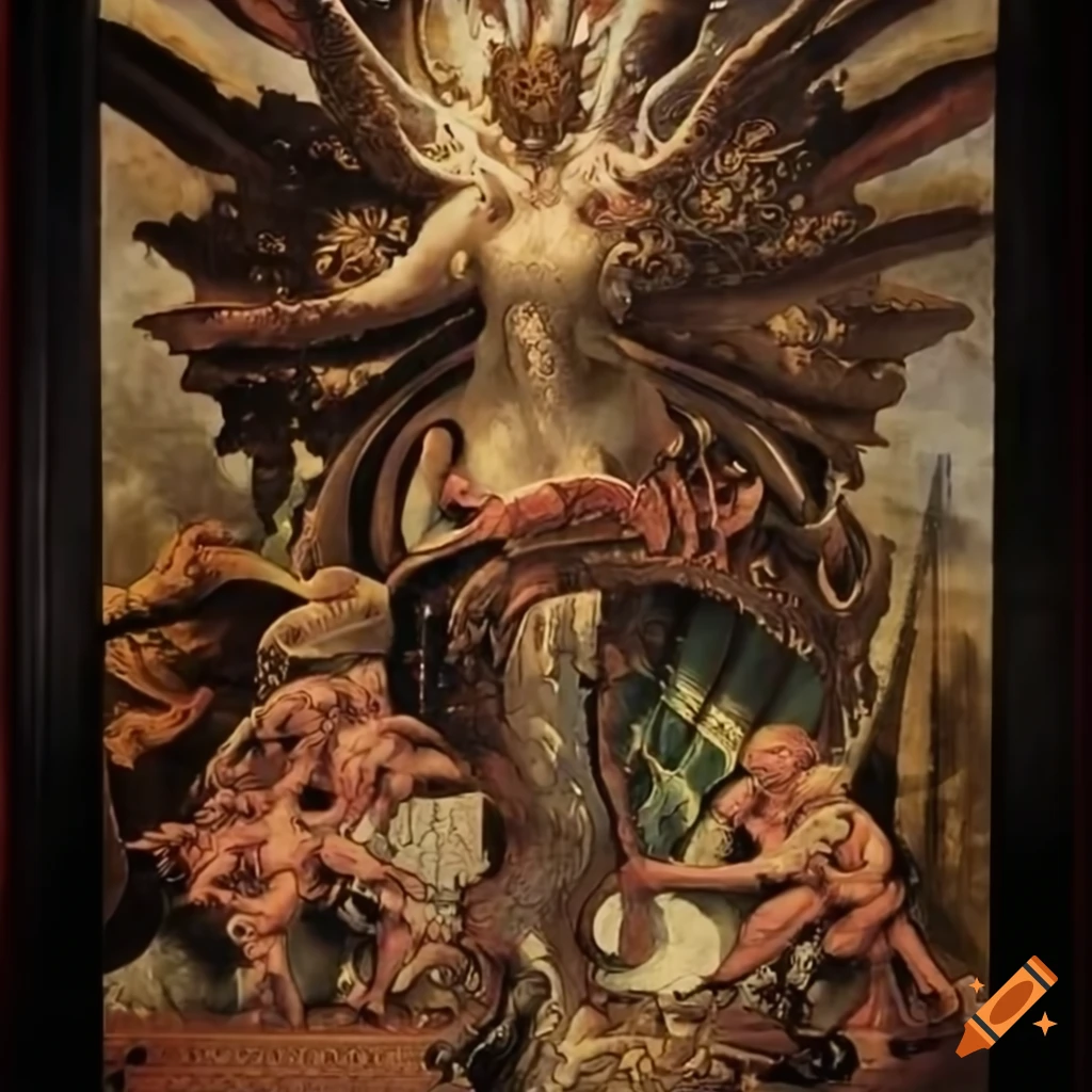 biomechanical Japanese retrofuturism baroque painting