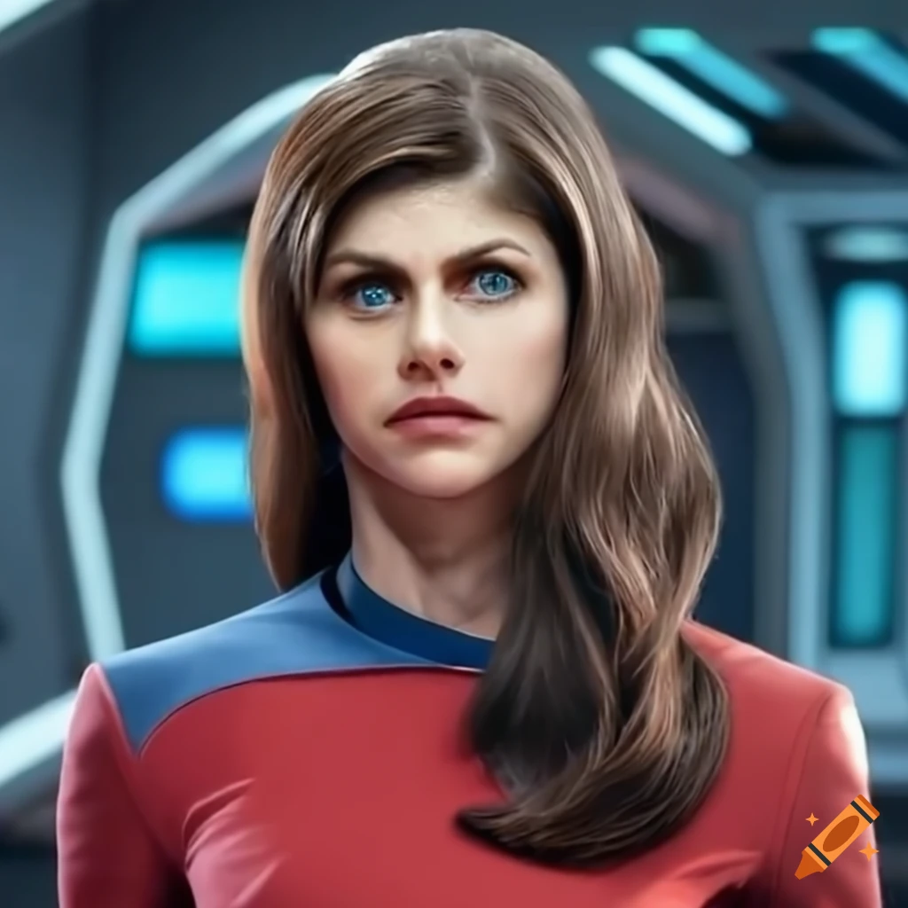 Alexandria daddario as the captain of the starship enterprise on Craiyon