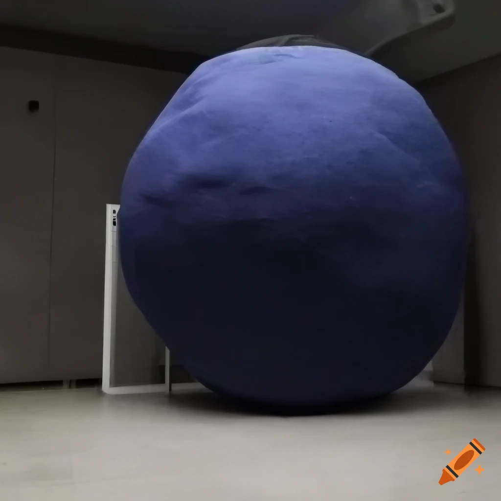 photo of an inflated sock sphere in a dark room