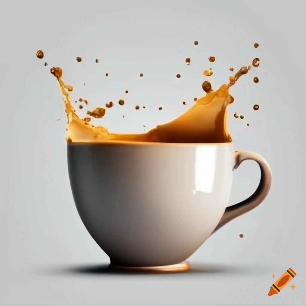 coffee cup splashing on white background