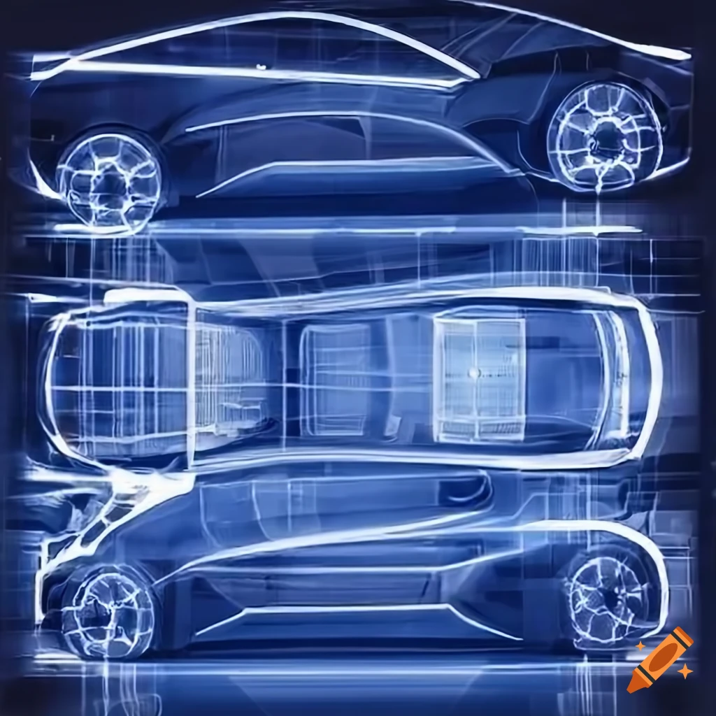 Blueprint Of A Futuristic Electric Car On Craiyon