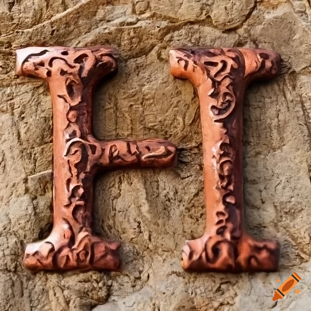 brass and copper ancient stone letters