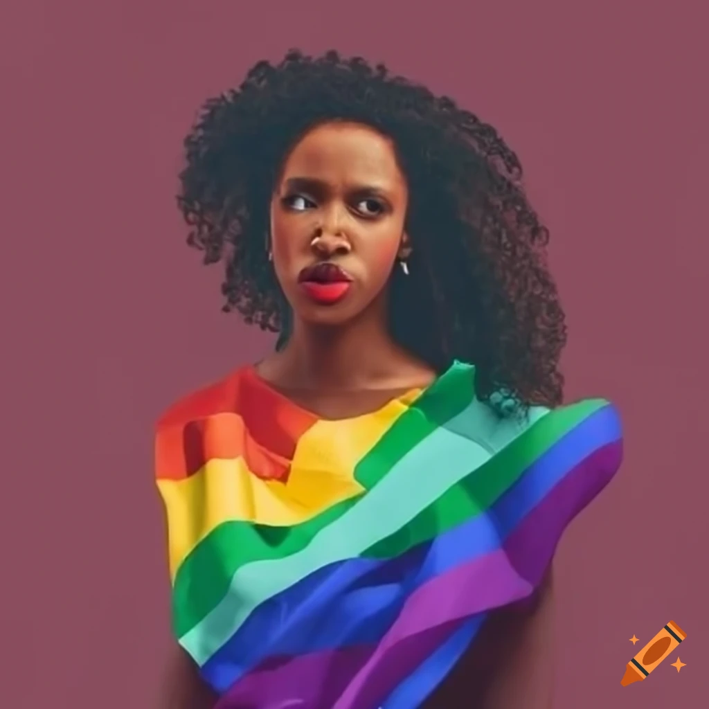 black woman holding LGBTQ flag