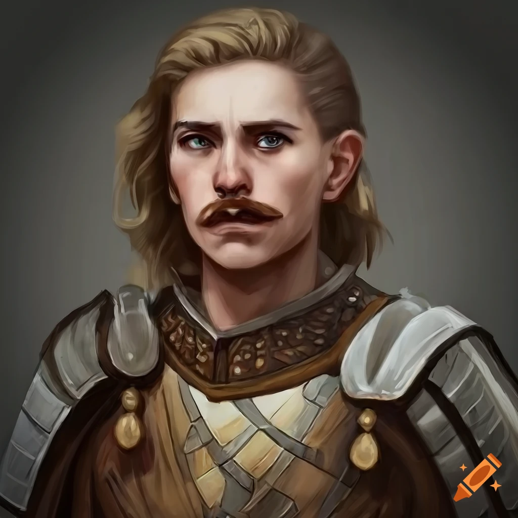 Portrait of a young male warrior in pillars of eternity style