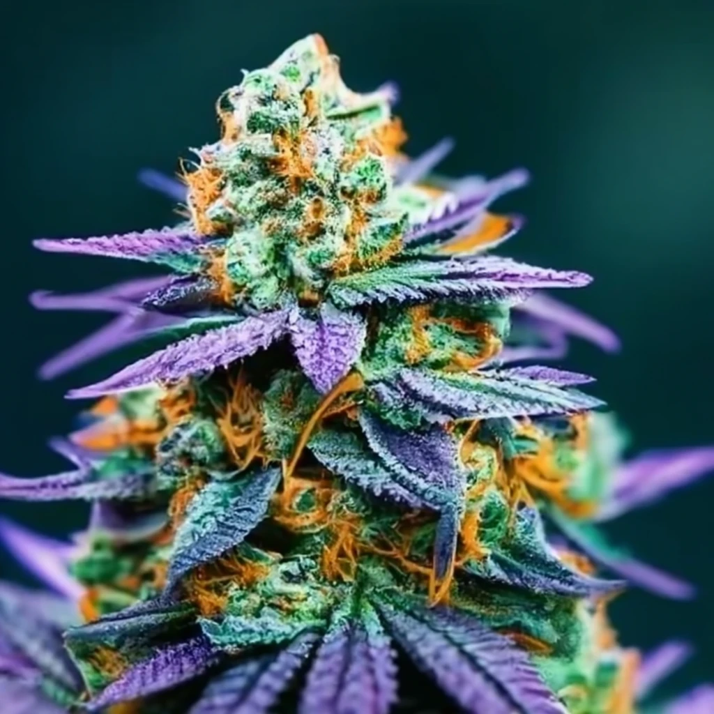 Ice cream marijuana strain with sticky blue and purple buds