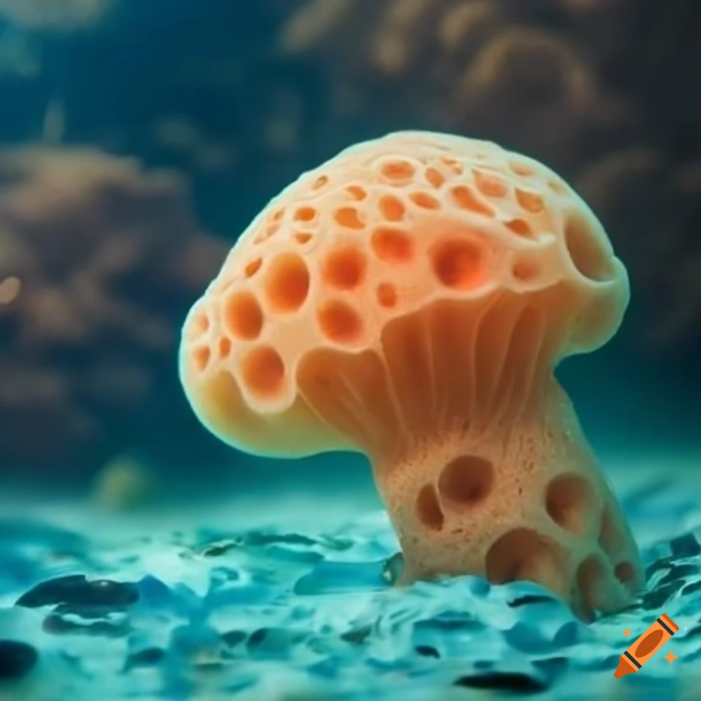 sponge in the shape of a mushroom underwater